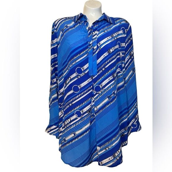 Tyler Boe 100% Silk Chain Print Tina Blouse - Picture 1 of 11